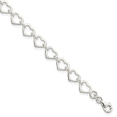 Sterling Silver Polished Heart Bracelet